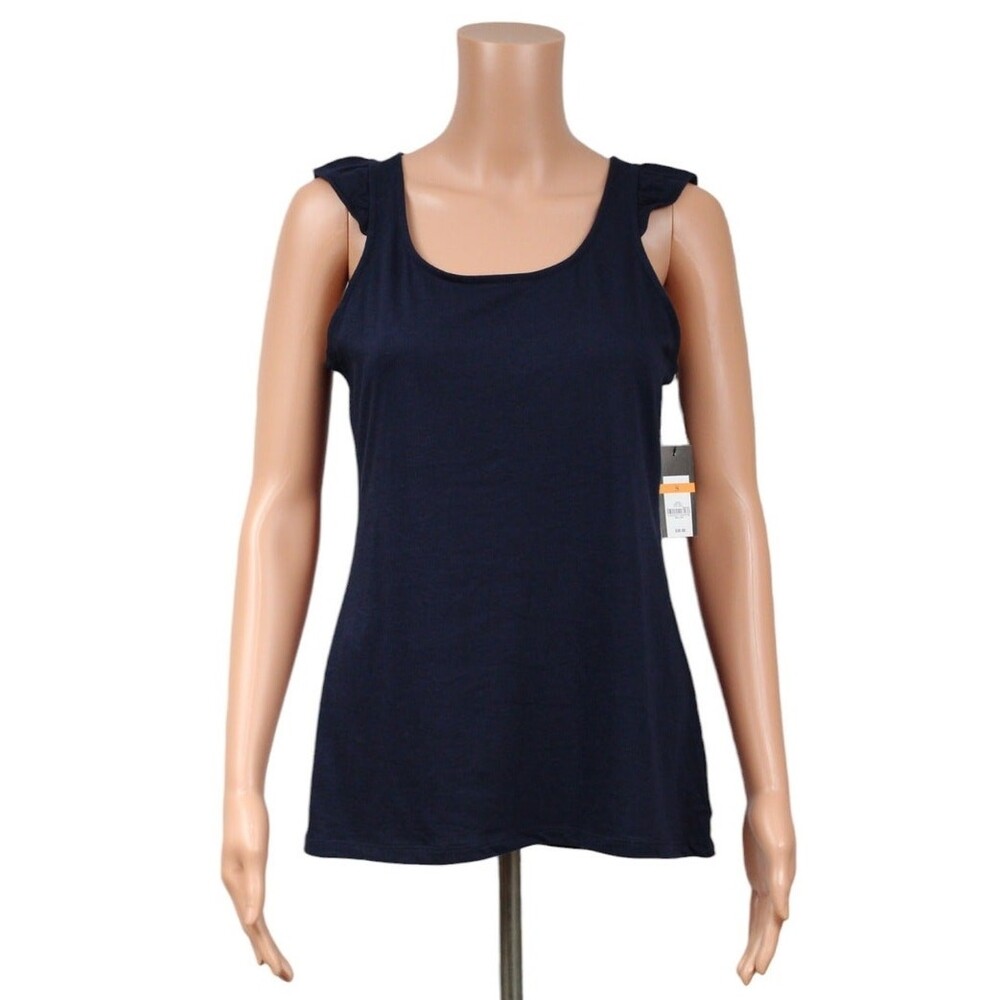 Crown & Ivy Medium Navy Sleeveless Top Cotton Modal